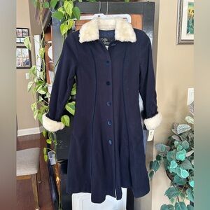 1970’s NWT Erika Eriksson Navy Wool Coat Ladies sz XS Girls 14